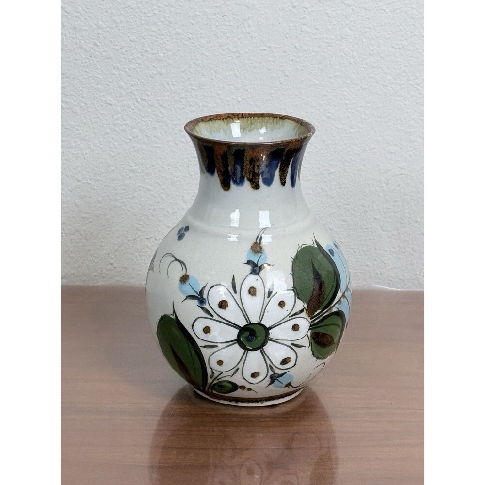 Vintage Signed Ken Edwards El Palomar Pottery Vase Mexican Tonala 8 inch